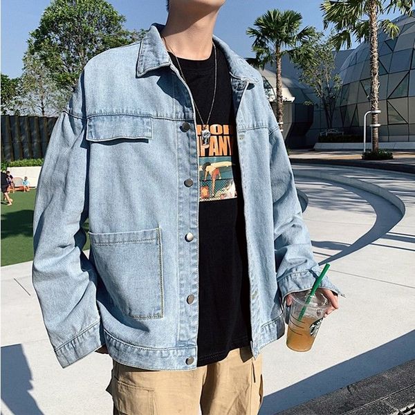 

2020 denim coat men's hong kong loose jacket trend korean casual top, Black;brown
