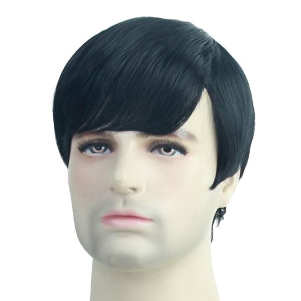 

mens black wigs male guy short cosplay costume party natural hair
