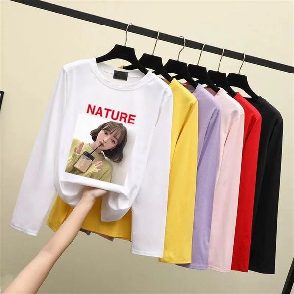 

2019 autumn long sleeve t- all-match base net 2019 autumn women's long sleeve t-shirt all-match women's base shirt net, White