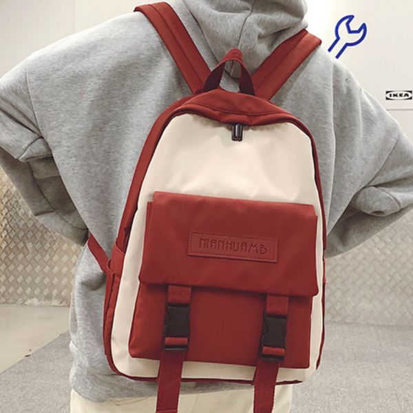 

new 2020 large capacity backpack cute color retro port style student backpack female schoolbag