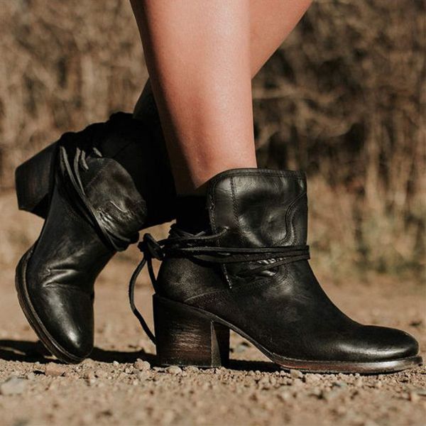 

oeak women boots mid heels shoes female rivet buckle daily shoes short boots pu leather ankle, Black