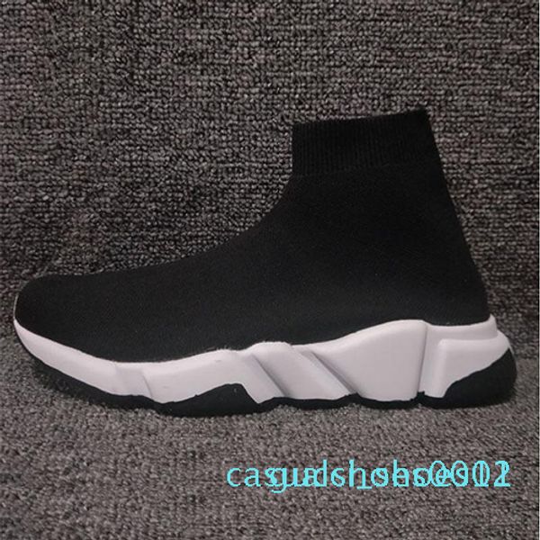 

2019 new paris speed trainers knit sock original luxury designer mens womens sneakers quality casual shoes without box c11, Black