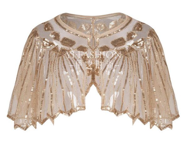 

2019 sequin wedding bridal wraps for women evening party prom wraps &jackets ing, White