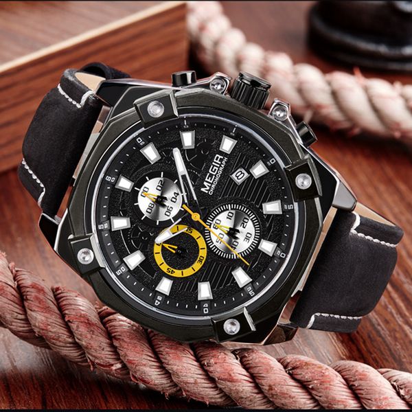 

new arrivals timelimited fashion design degree waterproof megir meager new style mens multimovement folding watch free, Slivery;brown