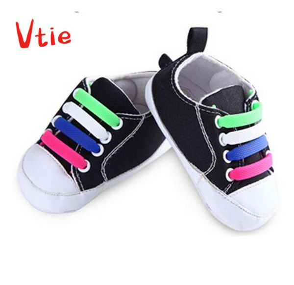 

1set/12pcs kids child silicone elastic shoes laces waterproof all sneakers fit strap shoelaces for first walkers baby shoeslace, Black