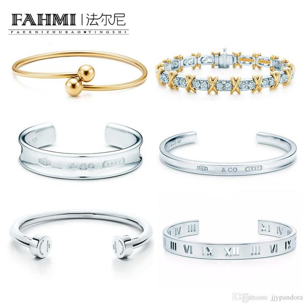 

fahmi 100% 925 sterling silver original authentic classic wreath bell roman numerals exquisite wedding women bracelet jewelry, Golden;silver