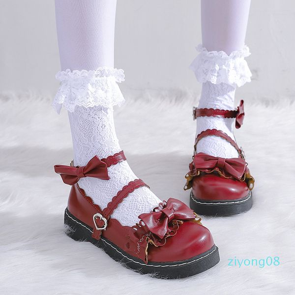 

2020 new laides lolita shoes women sweet cute bowtie cosplay shoes buckle round toe zapatilla mujer z08, Black