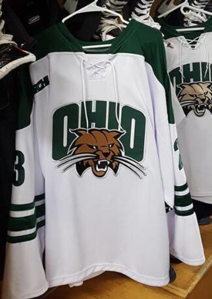 Maglie di hockey di OHIO BOBCATS Custom Hockey #16 Hartman, #11 Harris, #10 Lubin - Gear Sports Ed College di alta qualità