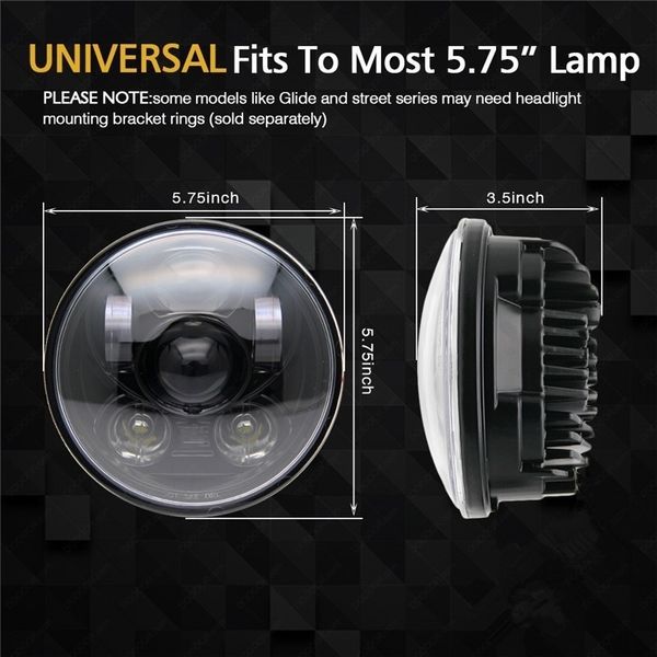 

ale 5.75inch 5 3/4 led headlight 50w 30w motos accessories daymaker black projector hi/lo drl for harley dyna sportster 12v24v
