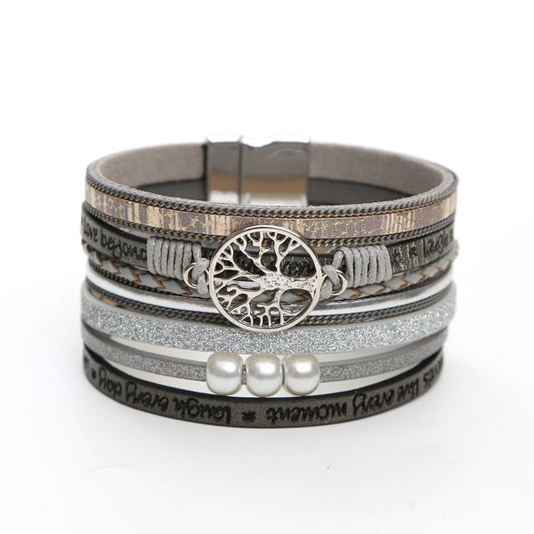 

bracelet luxury designer jewelry women bracelets magnet buckle leather multilayer men bracelet iced out bracelet ne1012, Golden;silver