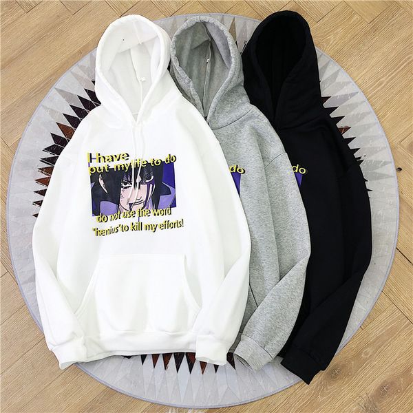 

mr.nut lovers hooded hoodies cartoon print street fashion loose young men and women students hoodies, Black