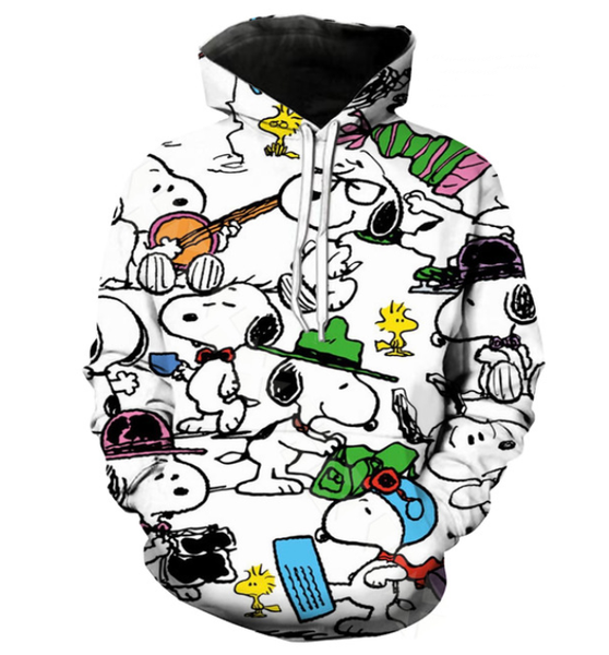 

2019 classic cartoon snoopy fashion 3d printed hoodies women men pullovers outerwear casual harajuku a378, Black