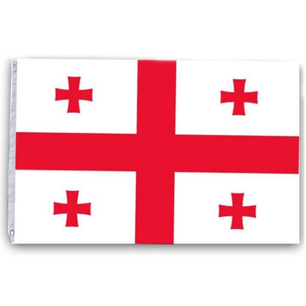 Georgien-Flagge, 90 x 150 cm, günstiger Polyesterstoff, Siebdruck, 90 x 150 cm, Nationalflaggen mit zwei Ösen