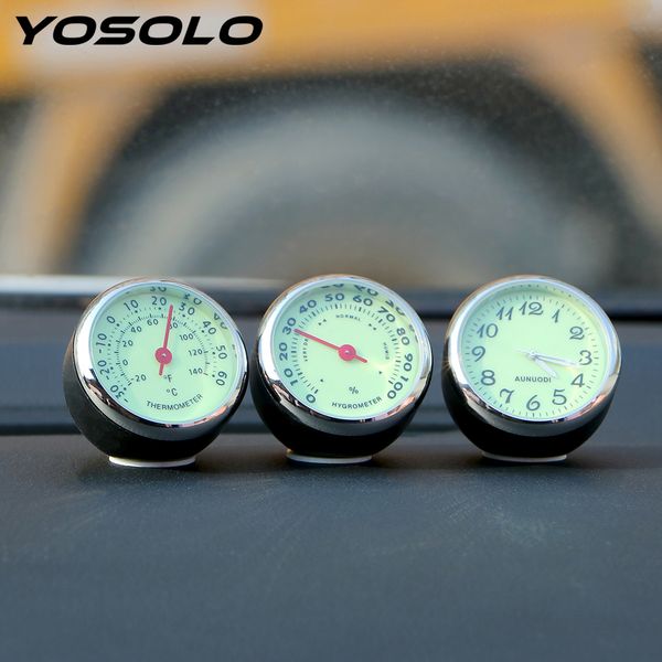 

yosolo mini luminous car clock thermometer hygrometer quartz watch mechanics ornaments car decoration accessories car-styling