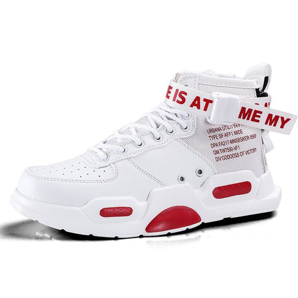 

2019 new style autumn couples fashion high shoes korean-style versatile sports footwear women's hip hop thick bottom plate shoe, Black