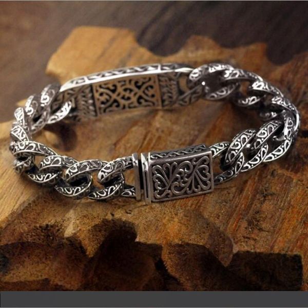 

100% real s925 silver jewelry vintage auspicious vine silver bracelet for man domineering personality thai man bracelet, Golden;silver