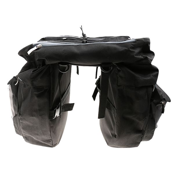 

43l large bike rear pack double pannier cargo saddle bags touring
