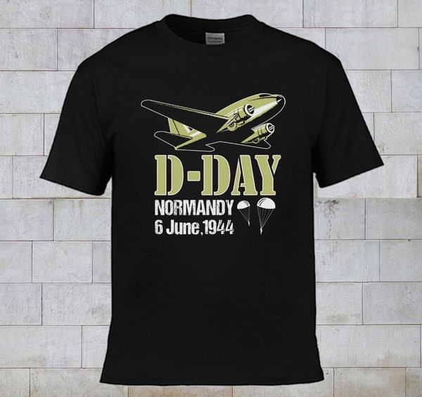 

2019 100% cotton fashion new shirt d day normandy paramotor pilot men's clothing t shirt tee, White;black
