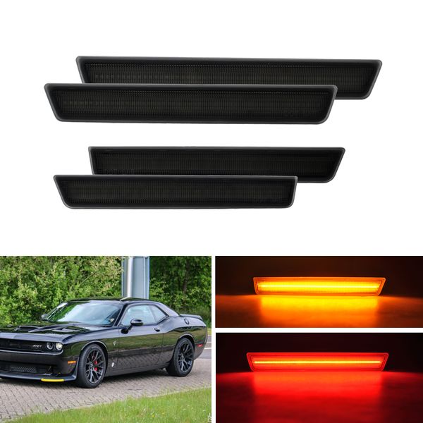 

direct fits for dodge challenger 2015 2016 2pcs front amber side marker 2pcs rear red side marker pack led turn signal lights