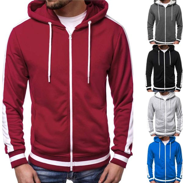 

sweatshirt hooded hoodie plain fleece mens up hoody m-3xl zip brushed vqdsg, Black