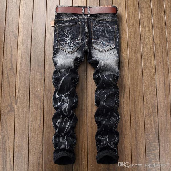

2018 fashion mens foreign trade jeans pants motorcycle biker men washing to do the old fold trousers casual runway denim men trousers free, Blue