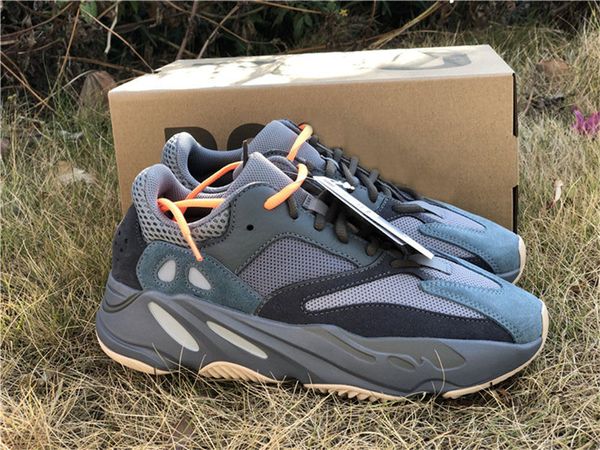 

2019 est authentic originals 700 teal blue static wave runner solid grey kanye west fw2499 men women running shoes sneakers with box, Black