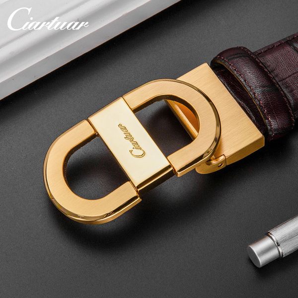 

2020 cairtuar new product leather belt men belts womens belts provide luxury belt gift box suitable for gift riem, Black;brown
