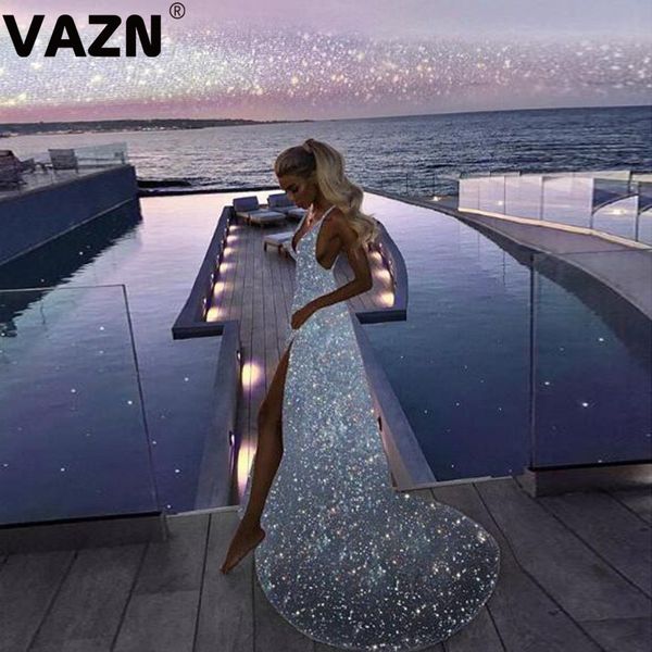 

vazn 2020 hot heavy flaring барышня примечание высокого класса неопрятный спагетти ремень платье sexy backless высокая талия женщин макси пл, Black;pink