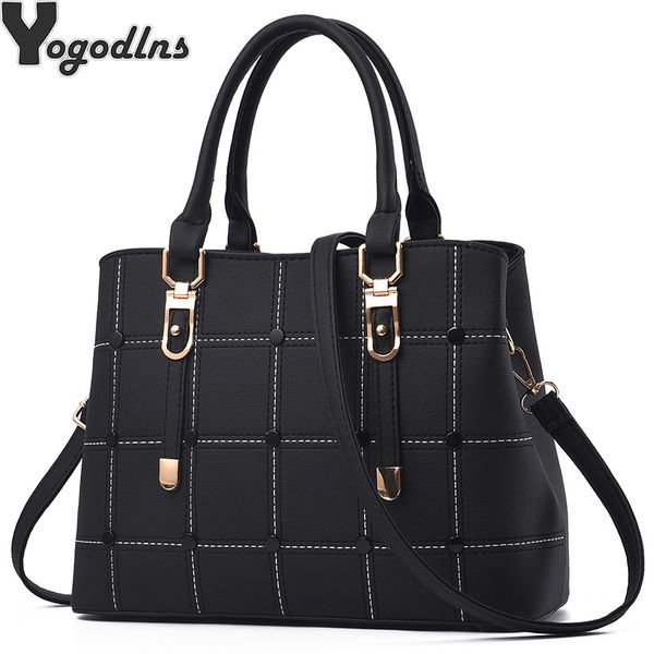 

pu leather large capacity woman handbag grid shoulder bag fashion casual luxury designer crossbody bag ladies pursebag mama
