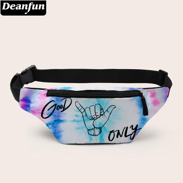 

deanfun waist bags colorful printed fanny pack with zipper for women travelling pouch bag for men d18017