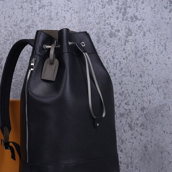 

women's backpack shoulder bag crossbody schoolbag fashion trend brand designer upscale luxury leather cuff multi-function black