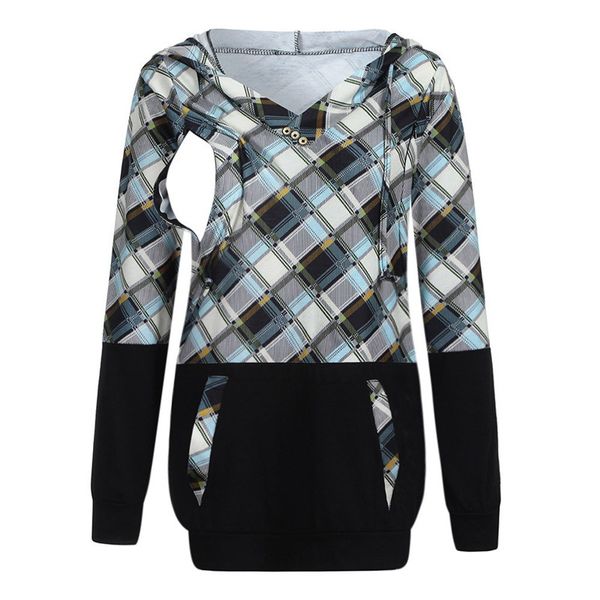

lonsant nursing maternity hoodie women long sleeve plaid breastfeeding shirt winter for maternity pregnancy clothes sweatshirt, White
