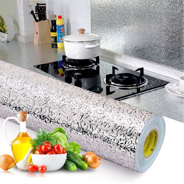 

kitchen wall stove aluminum foil oil-proof stickers anti-fouling high-temperature self-adhesive croppable wall sticker 40*100 cm home decor