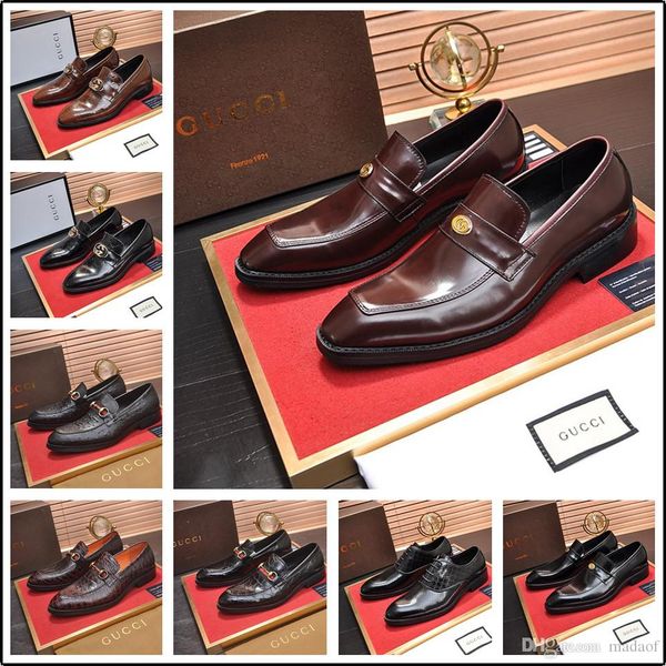 

20ss fashion designers gem men luxury dress shoes printing wedding party formal shoes slip on leather shoes men loafers bonsin, Black