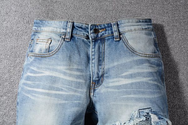 

designer men jeans distressed ripped skinny jeans fashion slim motorcycle moto biker causal denim pants hip hop mens jeans, Blue