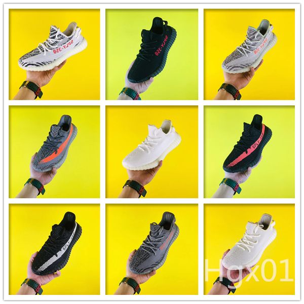 

new 350 v2 mens running shoes zebra static reflective black red stripe butter white sesame men fashion sneakers outdoor training with box 56, Red;black