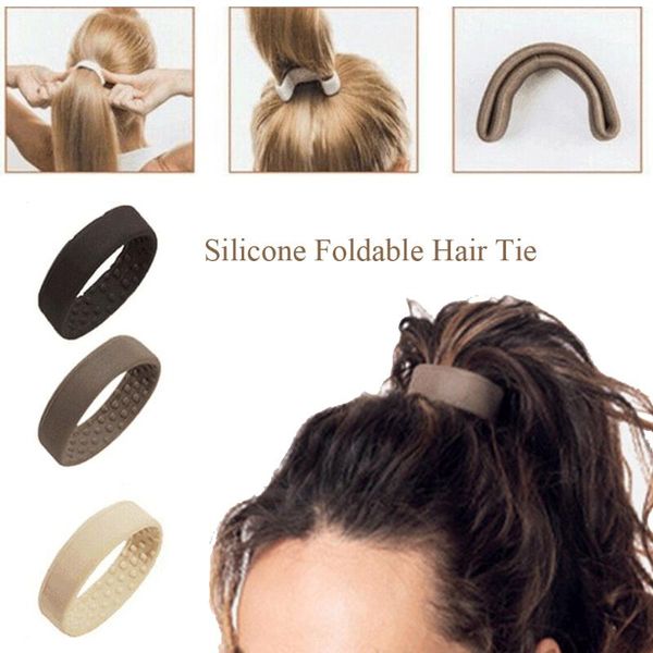 

инструменты аксессуары женщина силиконовые складные стационарности галстуки волос девушки резинкой резинка hairband мода волос стиль, Slivery;white