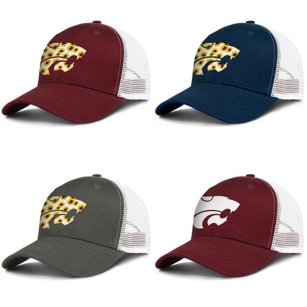 

kansas state wildcats basketball sunflower logo adjustable trucker cap dad custom cute vintage baseball hat white pink breast 3d, Blue;gray