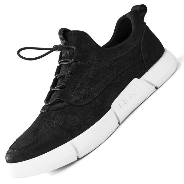 

2020 new sneakers new fashion soft simple casual shoes men comfortable breathable ultra-light genuine leather shoes, Black