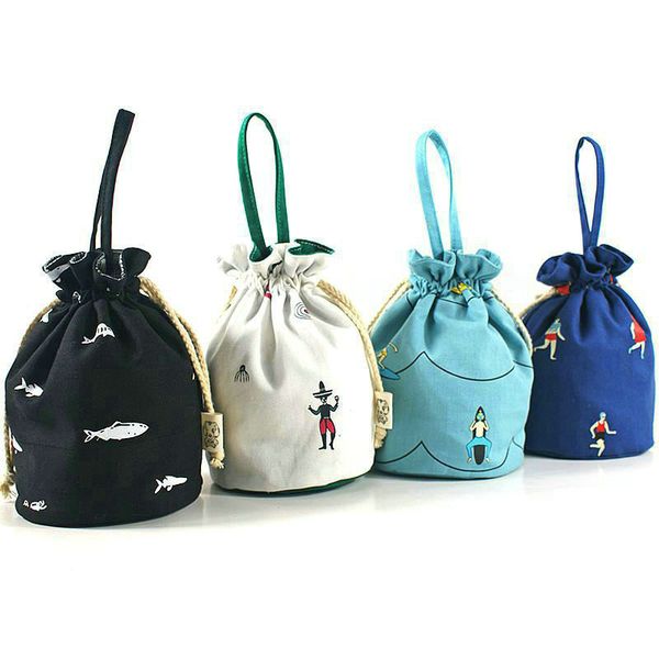 

cartoon canvas coin bag bucket bag drawstring mobile phone bucket clutch casual minimalist women's