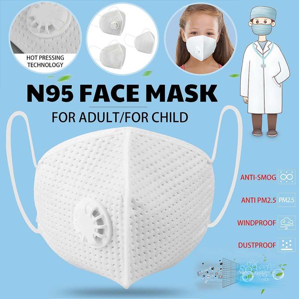 

in stock n95 reusable mask ffp2 anti dust face mask children pm2.5 anti fog respirator valve thicken layers design masks
