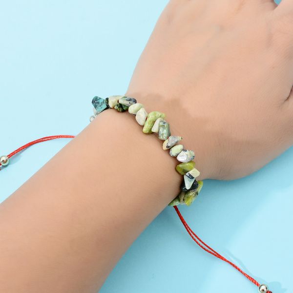 

12шт / комплект природный камень очаровывает браслет женщины плетеные регулируемый гравий shell цепи браслеты ножные ювелирные изделия pulse, Golden;silver