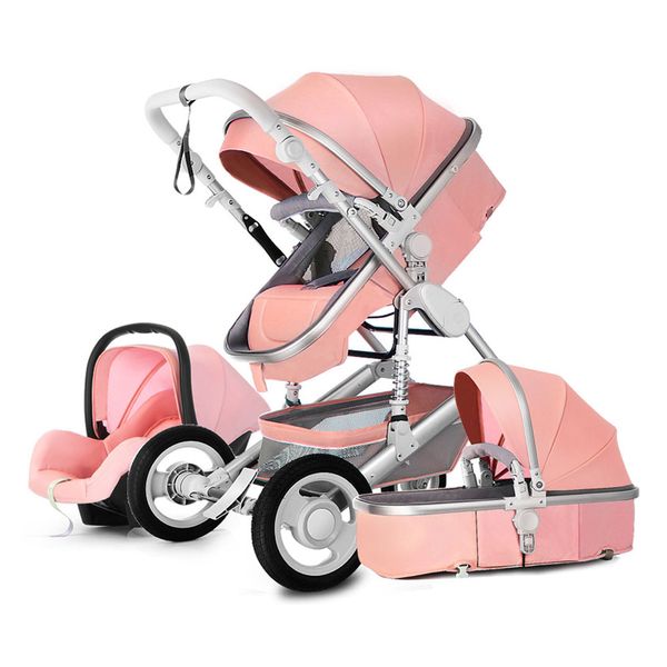 luxury baby stroller 3 in 1 high landscape pram foldable pushchair & car seat