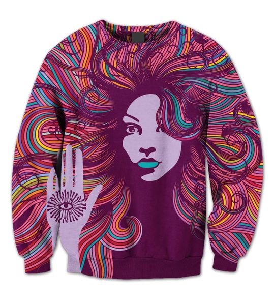

real american size third eye peace beauty 3d sublimation print crew neck sweatshirt plus size 3xl 4xl 5xl 6xl, Black