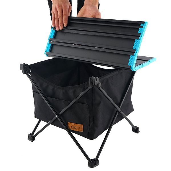 

outdoor picnic foldable table camping desk with waterproof bowl clothes storage bag