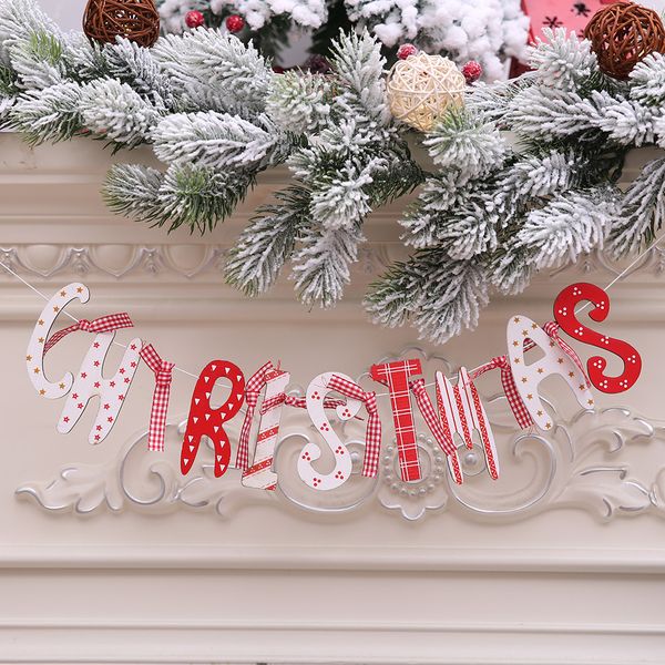 

new wooden merry christmas diy letters pull flag pendant new year decorations for home navidad hogar
