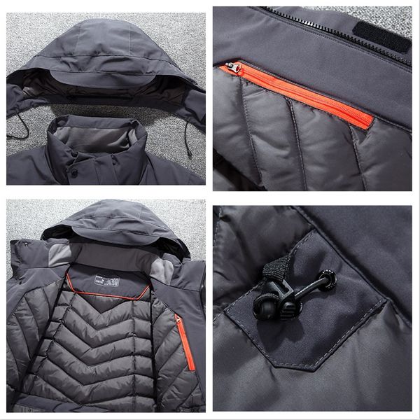 

white duck down jacket men thick winter 2019 new hat detached warm parka waterproof windproof -30 degrees 3069, Black