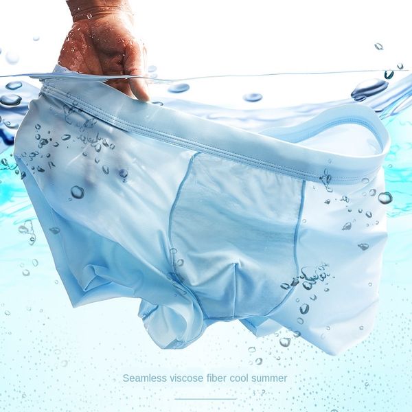 

under men's ice silk four-angle boxer modal crotch pants antiultra-thin breathable underpants and and shorts traceless short shorts, Black;white