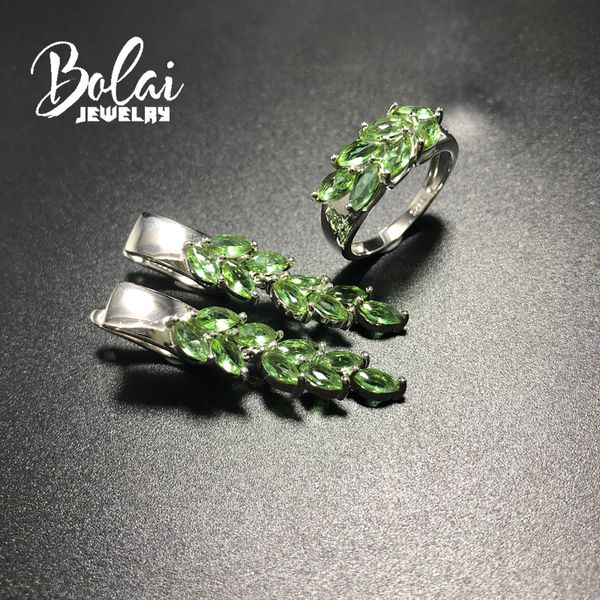 

bolaijewelry,new design color change zultanite jewelry set sterling silver 925 earring and ring fine jewelry for girl daily wear, Black