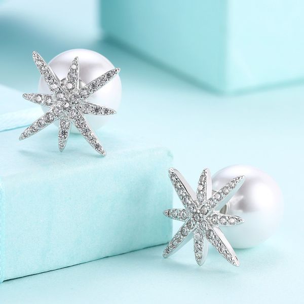 

2020 new crystal from swarovskis earrings for women 925 jewelry fashion ocean blue rose gold hook brincos boucle, Golden;silver